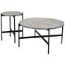Zuo Malo Gray Wood Round Black Steel Coffee Table Set of 2 in scene