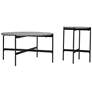 Zuo Malo Gray Wood Round Black Steel Coffee Table Set of 2 in scene