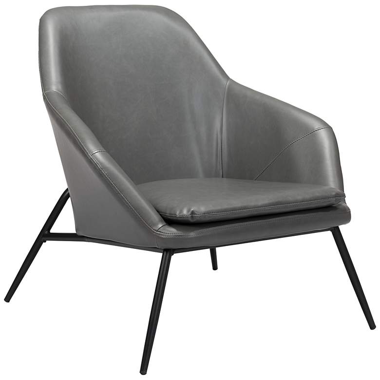 Image 1 Zuo Manuel Vintage Gray Faux Leather Modern Accent Chair