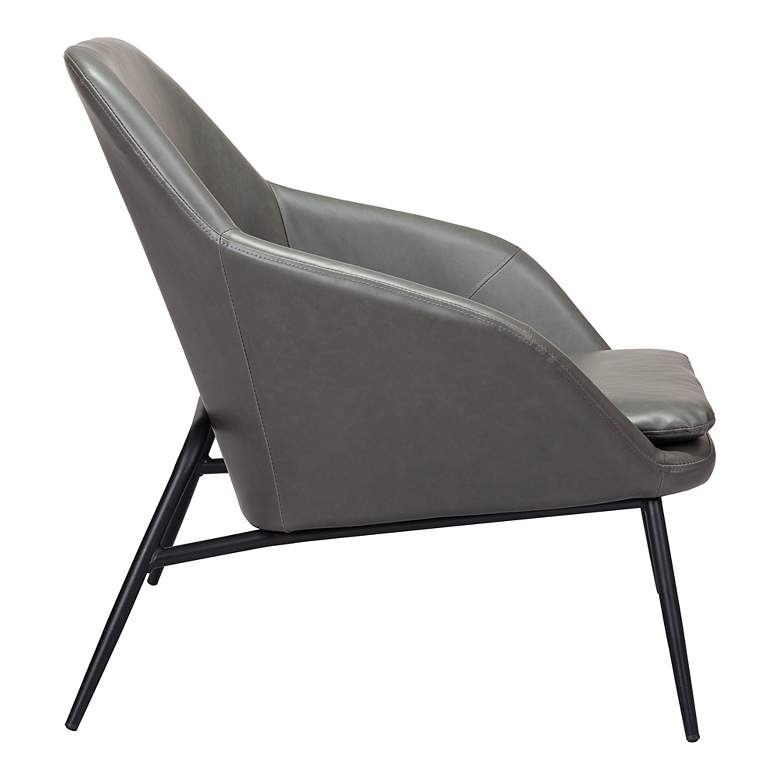 Image 3 Zuo Manuel Vintage Gray Faux Leather Modern Accent Chair more views