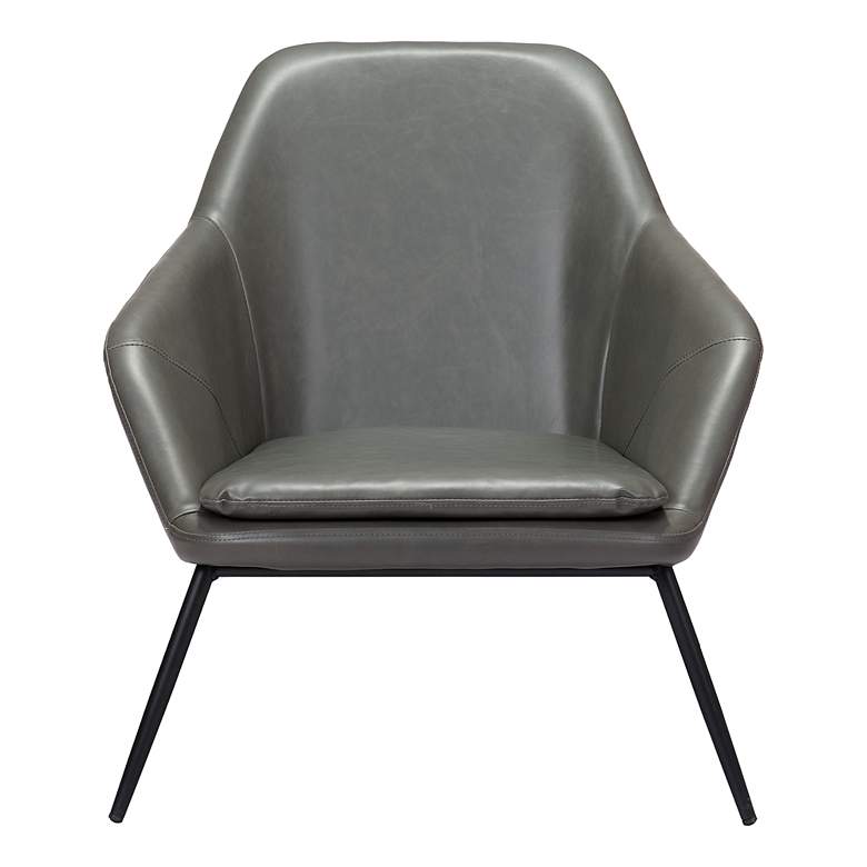 Image 7 Zuo Manuel Vintage Gray Faux Leather Modern Accent Chair more views