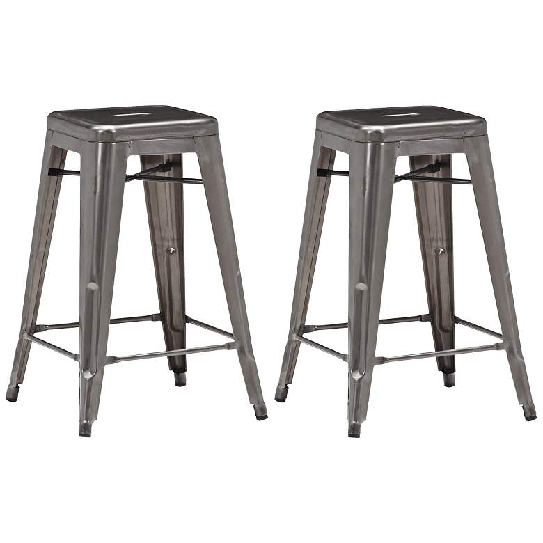 Image 1 Zuo Marius 25 1/2 inch Backless Gunmetal Counter Stools Set of 2