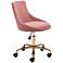 Zuo Mathair Pink Fabric Adjustable Swivel Office Chair