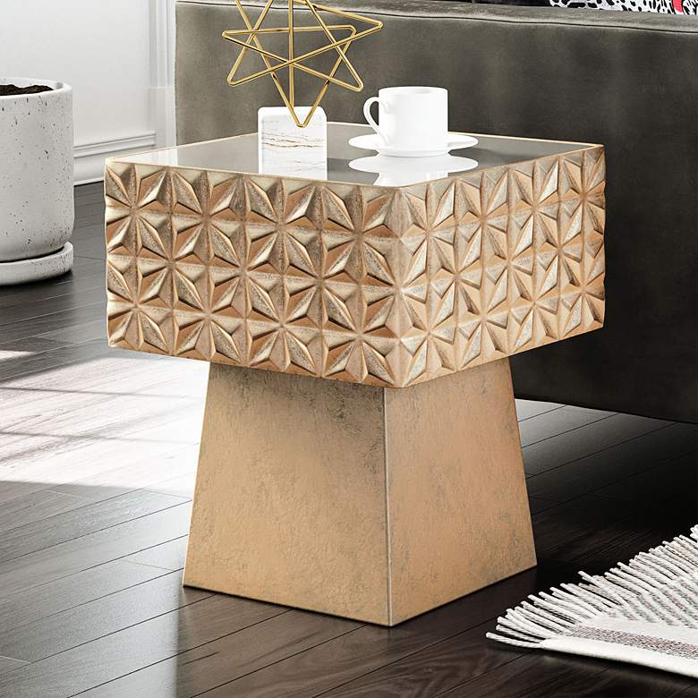 Image 1 Zuo Mayan 17 1/2" Wide Gold Metal Square Side Table