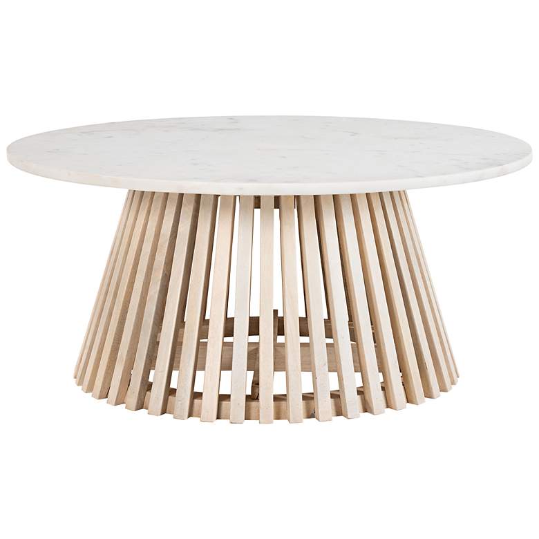 Image 1 Zuo Mazara 32" Wide White-Washed Round Coffee Table