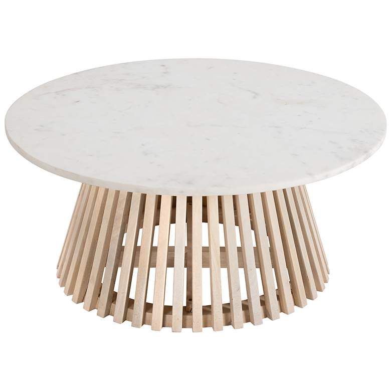 Image 2 Zuo Mazara 32" Wide White-Washed Round Coffee Table more views
