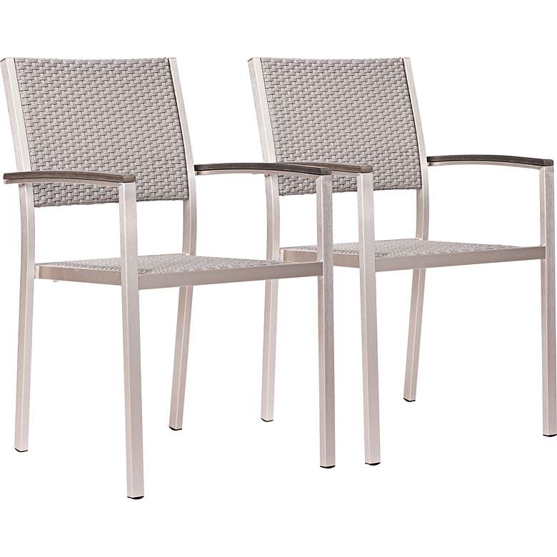 Image 1 Zuo Metropolitan Brushed Aluminum Modern Outdoor Armchair Set of 2