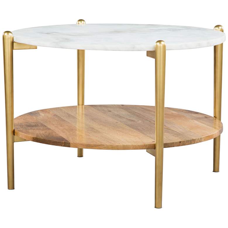 Image 1 Zuo Mina 30 inch Wide White Marble and Gold Coffee Table
