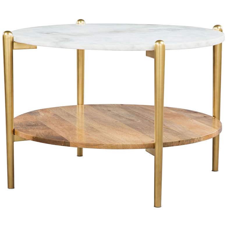 Image 1 Zuo Mina 30" Wide White Marble and Gold Coffee Table