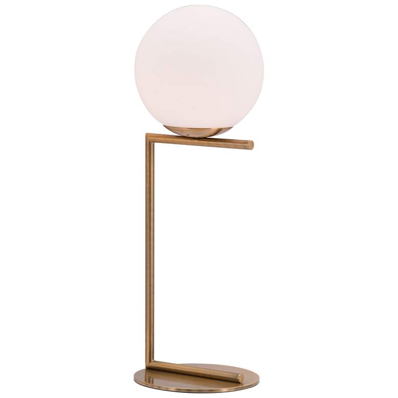 Image 1 Zuo Modern Belair 25.6 inch High Brass and White Globe Table Lamp
