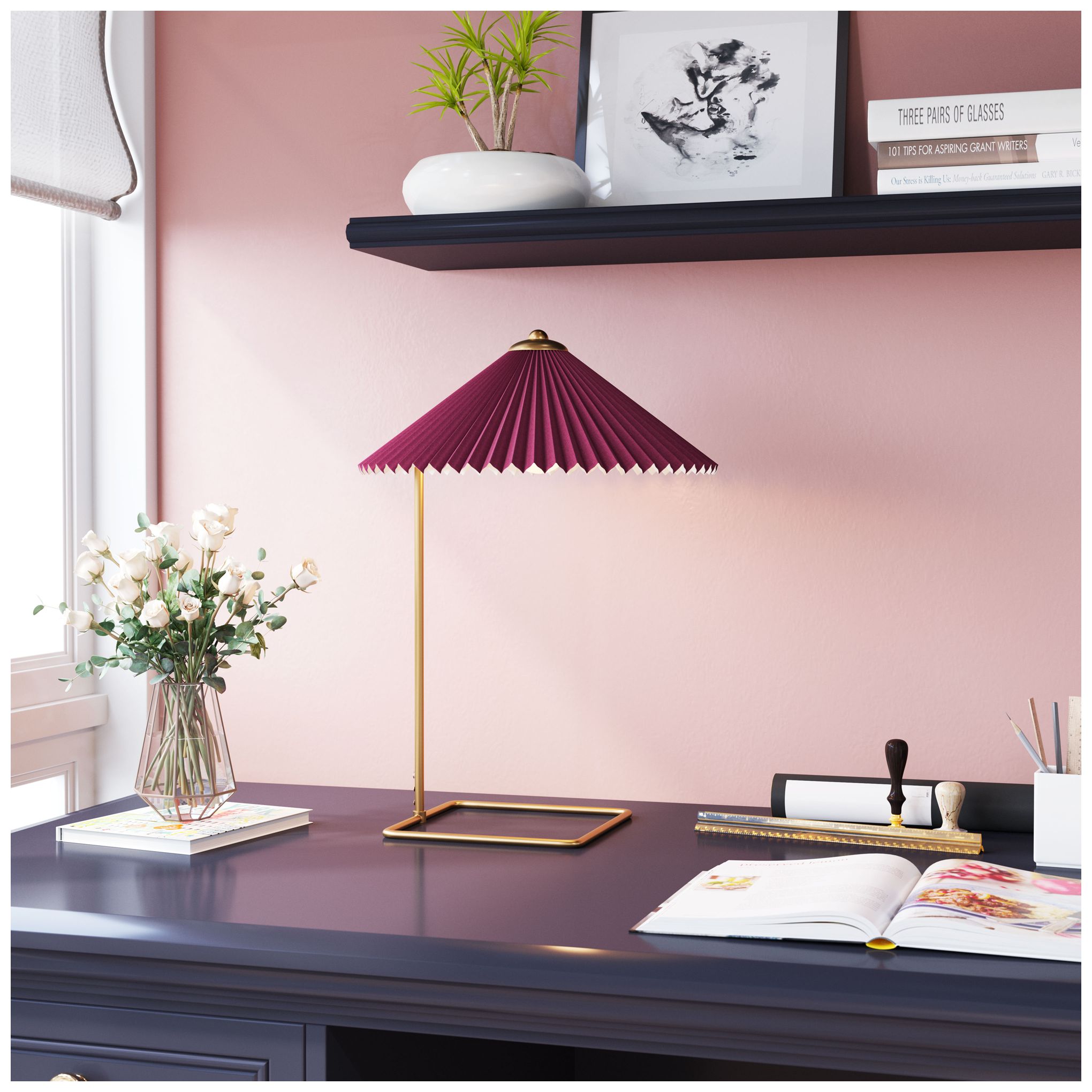 Image 7 Zuo Modern Charo 19" High Red and Gold Modern Luxe Table Lamp more views