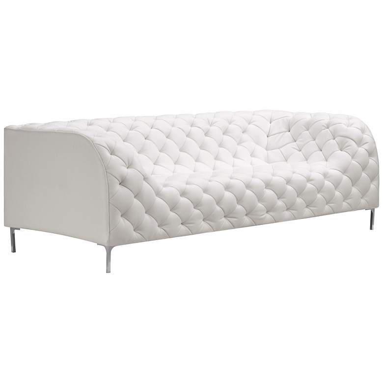Image 1 Zuo Modern Providence 85 inch Wide White Tufted Sofa