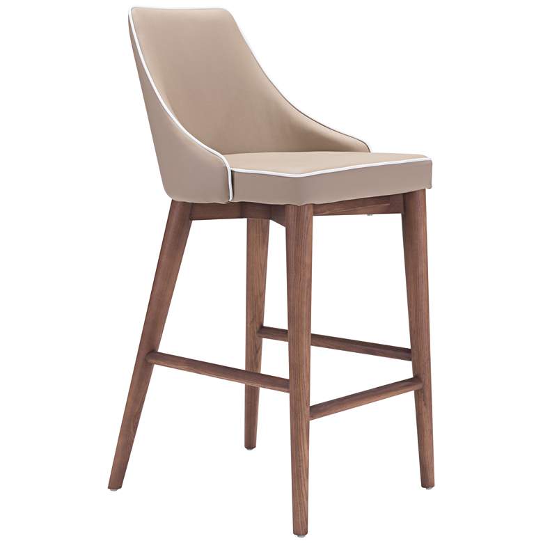 Image 1 Zuo Moor 26" Beige Leatherette Metal Counter Chair