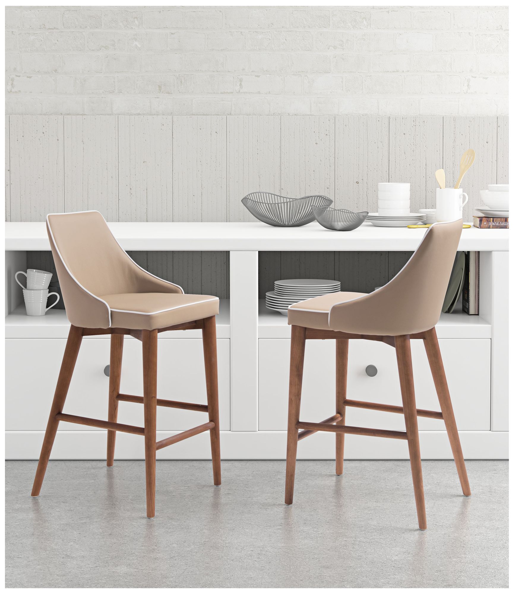 Zuo Moor 26" Dark Gray Leatherette Metal Counter Chair 9K253 Lamps