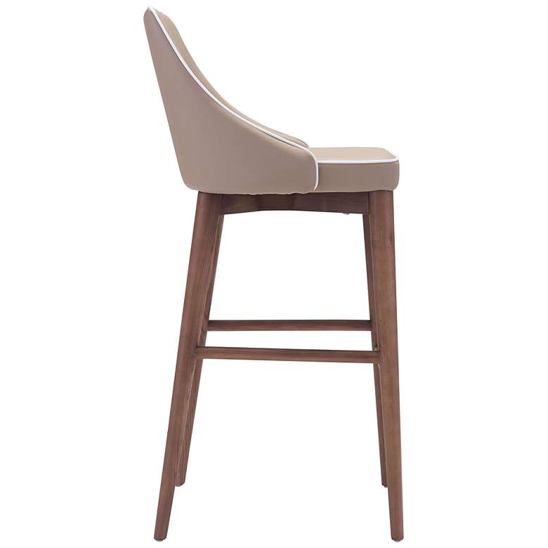Image 4 Zuo Moor 30" Beige Faux Leather Wing Back Modern Bar Stool more views