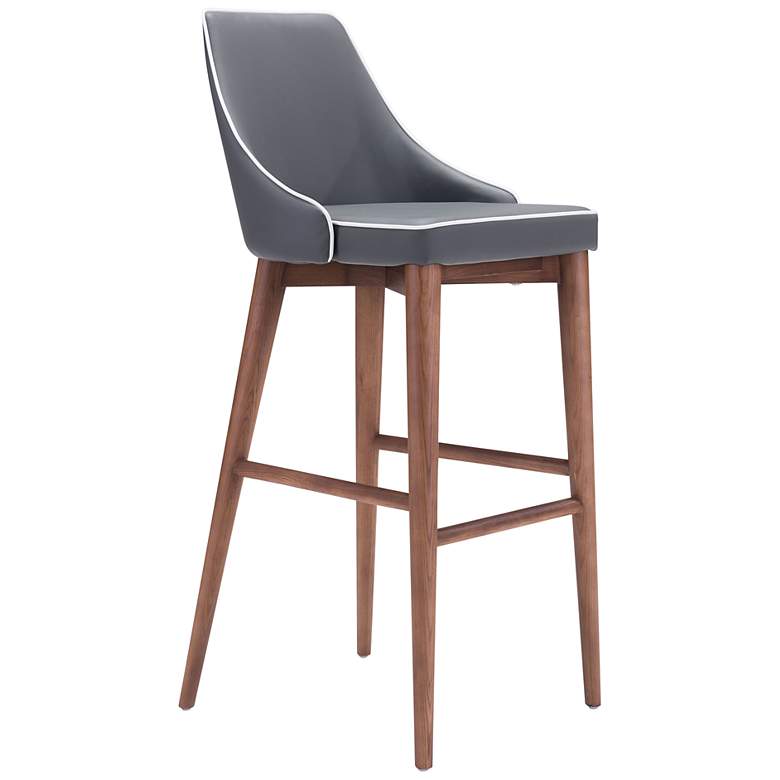 Image 2 Zuo Moor 30" Dark Gray Faux Leather Wing Back Modern Bar Stool