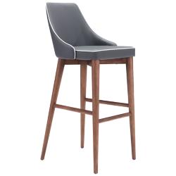 Zuo Moor 30&quot; Dark Gray Faux Leather Wing Back Modern Bar Stool