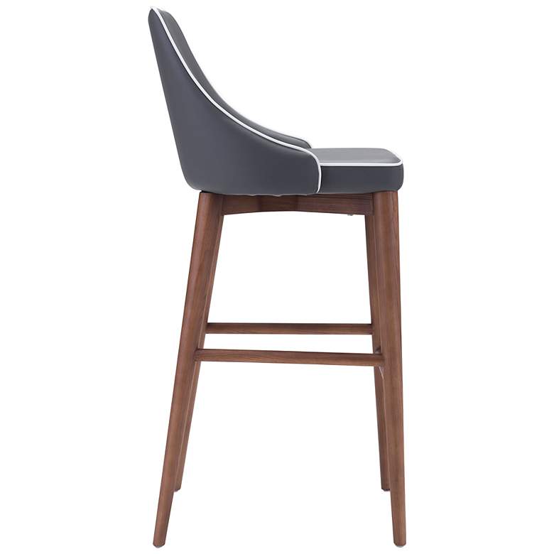 Image 5 Zuo Moor 30" Dark Gray Faux Leather Wing Back Modern Bar Stool more views