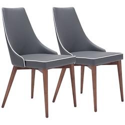 Zuo Moor Dark Gray Faux Leather Modern Dining Chairs Set of 2