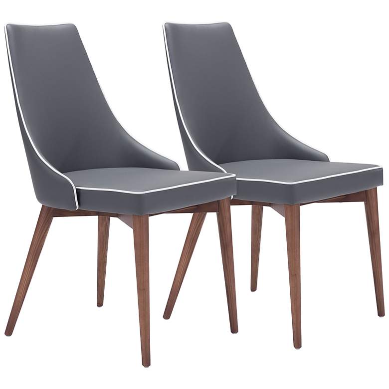 Image 1 Zuo Moor Dark Gray Faux Leather Modern Dining Chairs Set of 2