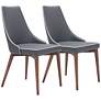Zuo Moor Dark Gray Faux Leather Modern Dining Chairs Set of 2 in scene