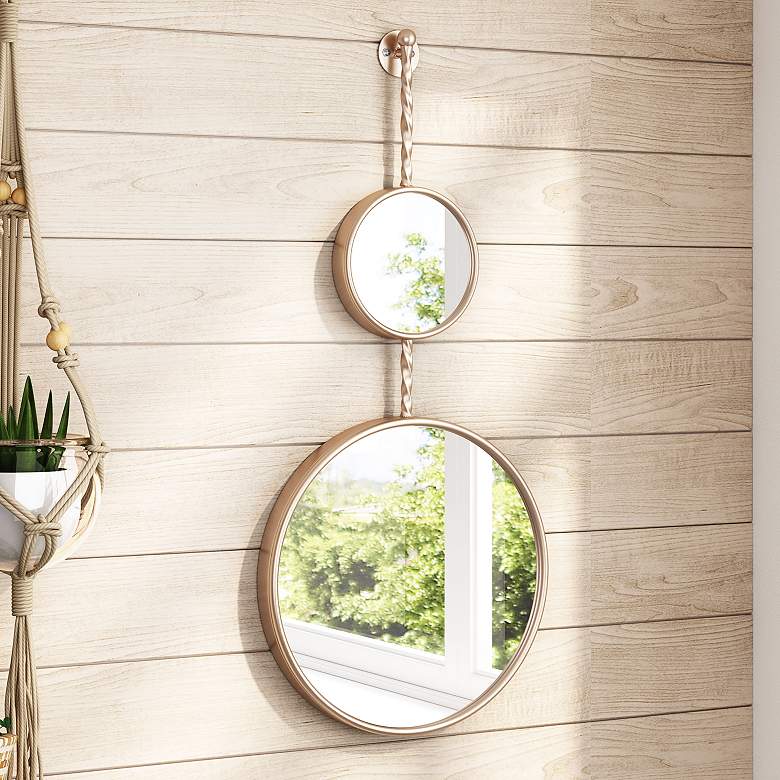 Image 1 Zuo Mott Gold 16" x 35" Round Decorative Wall Mirror
