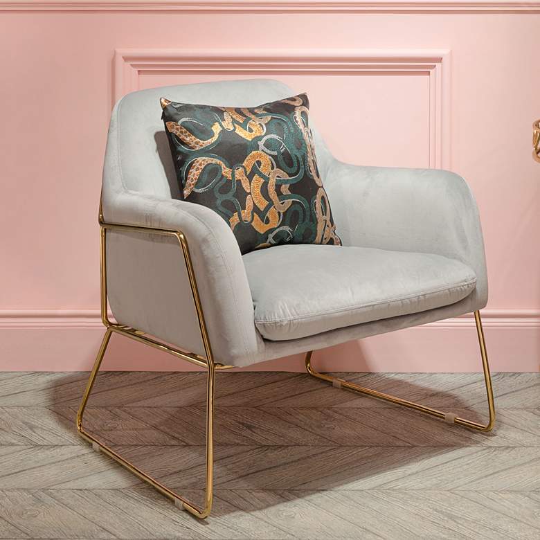 Image 1 Zuo Nadir Gray Fabric and Gold Steel Armchair
