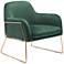 Zuo Nadir Green Fabric and Gold Steel Armchair