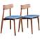 Zuo Newman Blue Fabric and Walnut Dining Chairs Set of 2