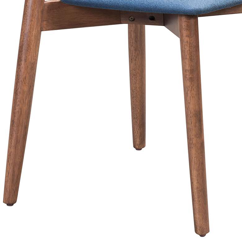Image 4 Zuo Newman Blue Fabric and Walnut Dining Chairs Set of 2 more views