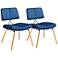 Zuo Nicole Blue Fabric Dining Chairs Set of 2