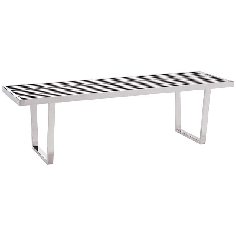 Image 1 Zuo Niles 59 inch Wide Polished Steel Modern Bench