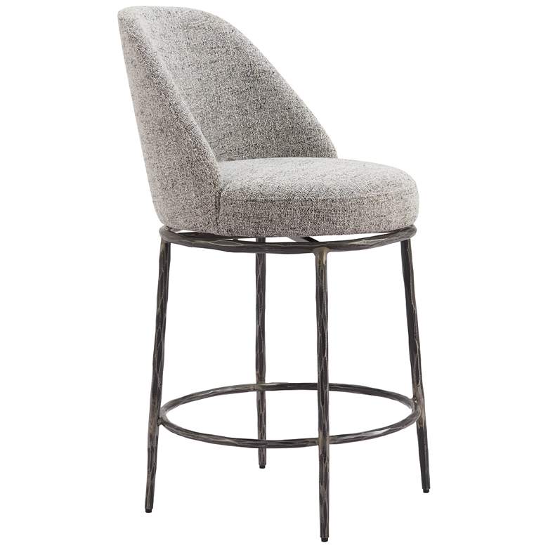 Image 1 Zuo Nordhavn 24 1/2" Gray Fabric Swivel Counter Stool