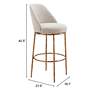3_Zuo Nordhavn 31 1/2" Beige Fabric Swivel Bar Stool more views