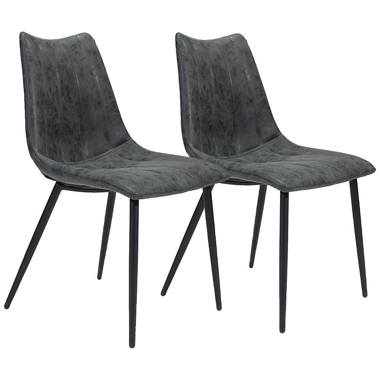 Zuo Norwich Black Faux Leather Dining Chairs Set of 2