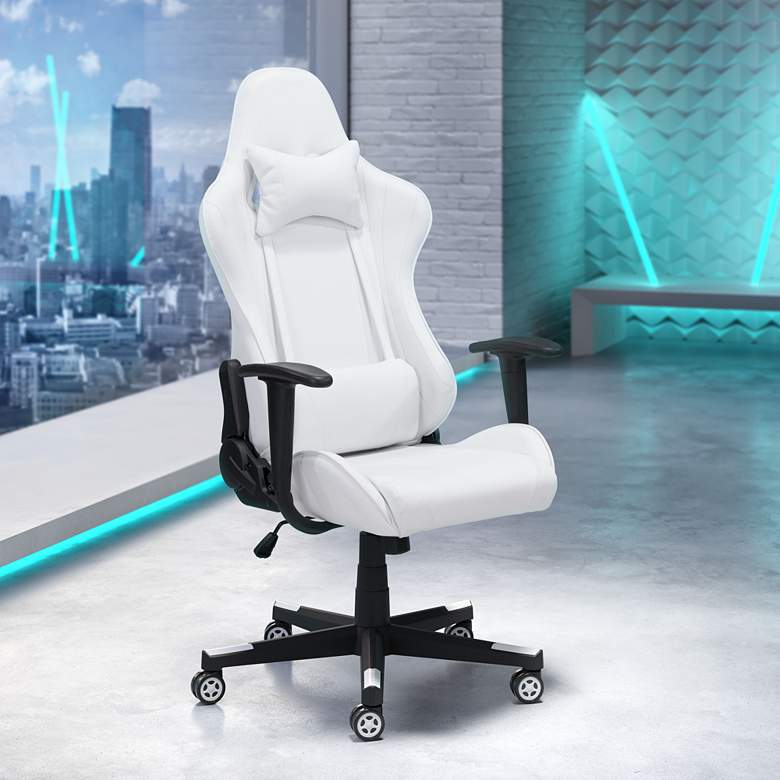 Image 1 Zuo Nova White Fabric Adjustable Swivel Gaming Chair