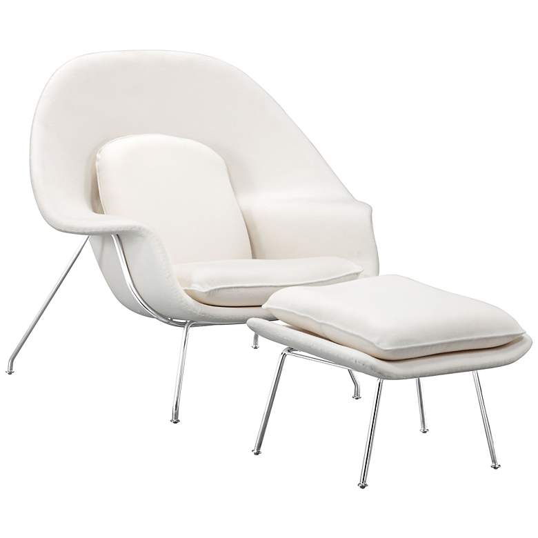 Image 1 Zuo Nursery White Lounge Chair and Ottoman