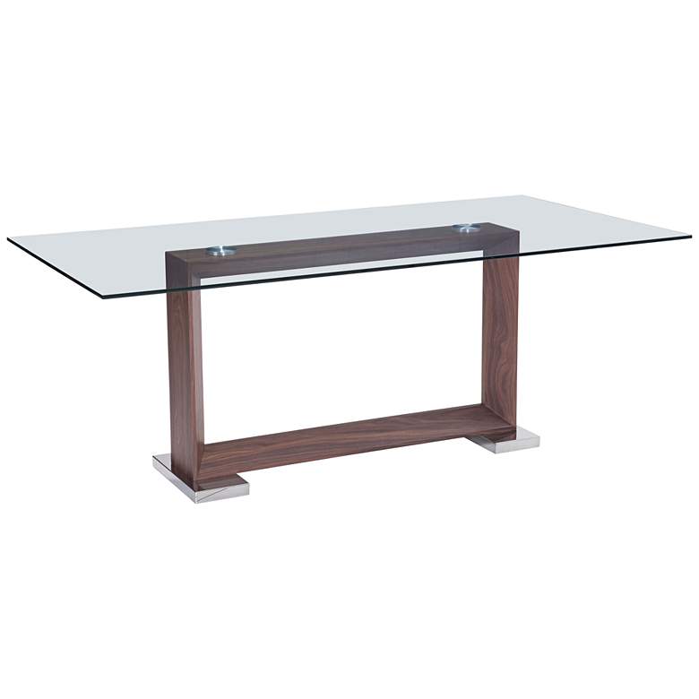 Image 1 Zuo Oasis 78 3/4 inch Wide Walnut Stainless Steel Dining Table