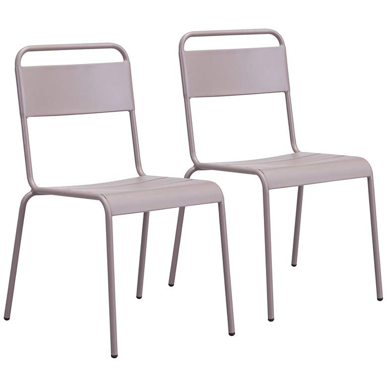 Image 1 Zuo Oh Taupe Outdoor Dining Chair Set of 2