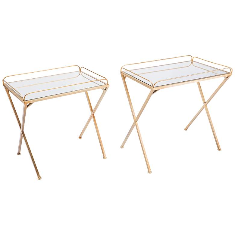 Image 1 Zuo Opposite Mirrored Top and Gold Accent Table Set of 2