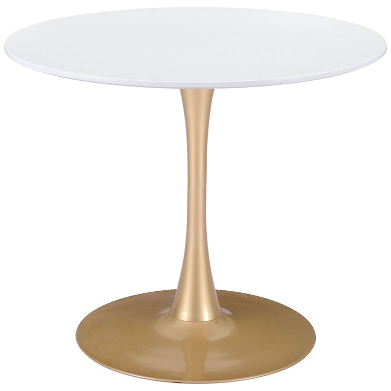 Image 1 Zuo Opus 35 1/2" Wide White and Gold Round Dining Table
