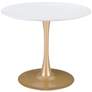 Zuo Opus 35 1/2" Wide White and Gold Round Dining Table