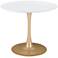 Zuo Opus 35 1/2" Wide White and Gold Round Dining Table