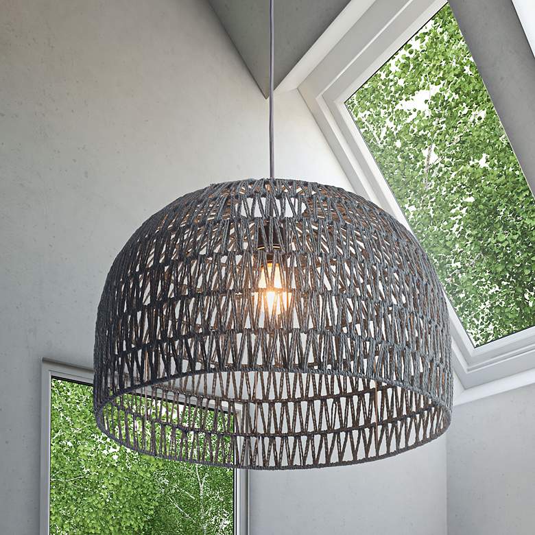 Image 1 Zuo Paradise 21" Wide Gray Woven Thread Open Dome Pendant Light