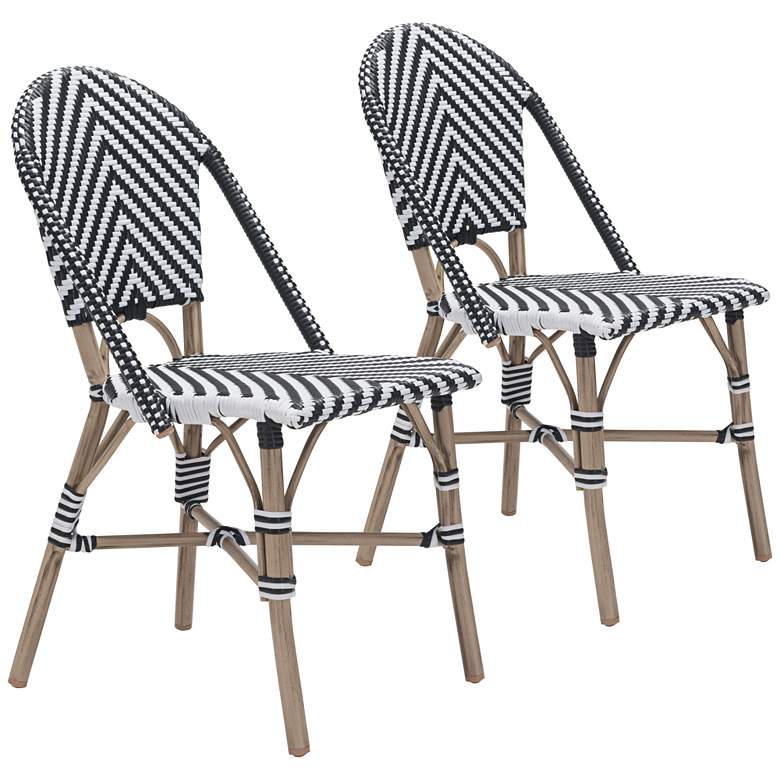 Image 1 Zuo Paris Black and White Outdoor Dining Chair Set of 2