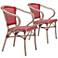 Zuo Paris Red and White Outdoor Dining Armchair Set of 2