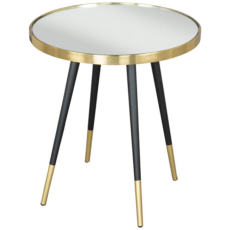 Image 7 Zuo Particle 18 inch Wide Gold Black Round Side Table more views