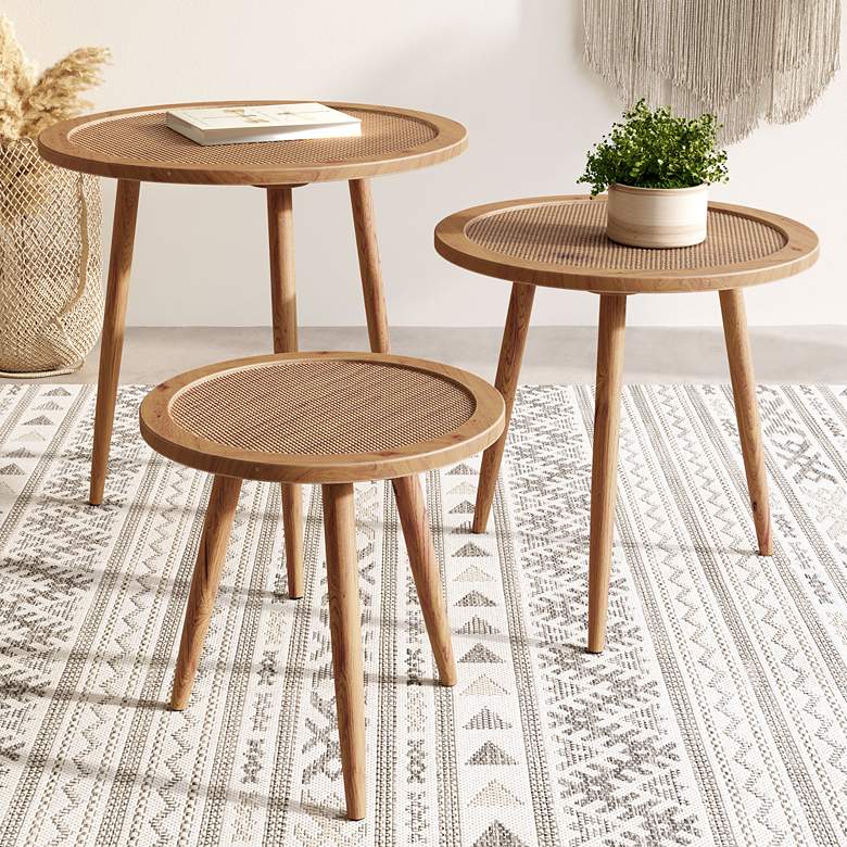 Image 1 Zuo Paul Natural Wood Accent Tables Set of 3