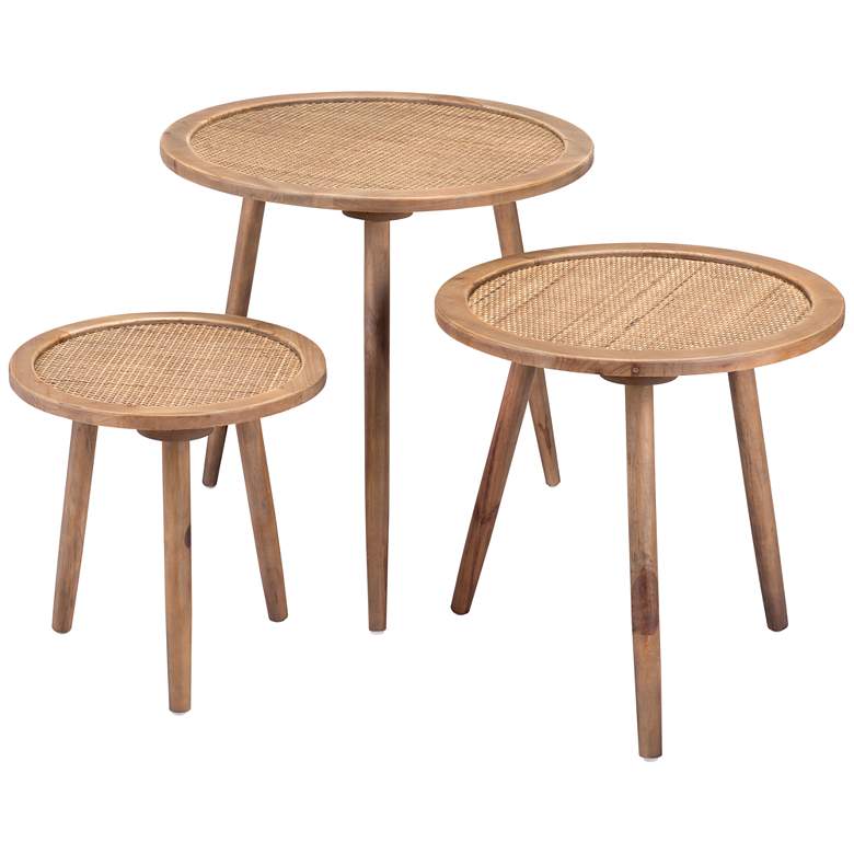 Image 7 Zuo Paul Natural Wood Accent Tables Set of 3 more views