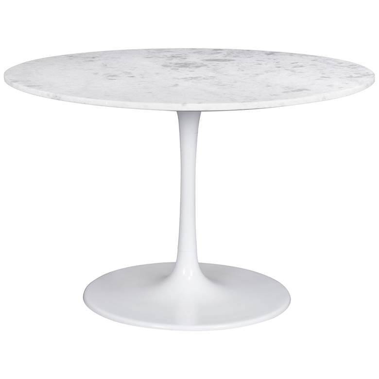 Image 2 Zuo Phoenix 47" Wide White Marble Metal Round Dining Table